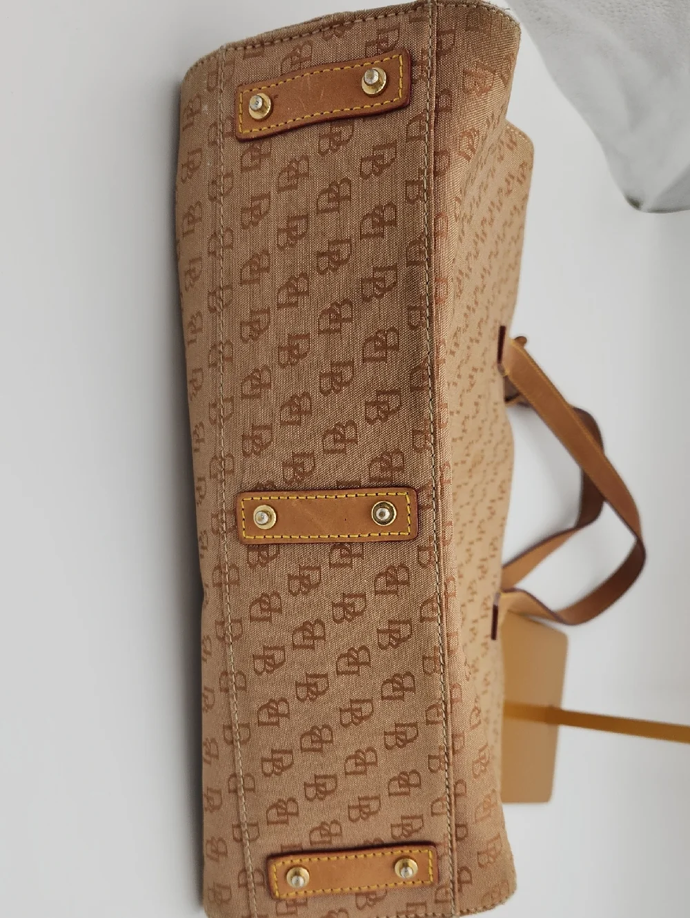 Dooney & Bourke Signature Monnogram Brown And Pink Satchel Bag‎
